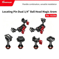 Bras Magique à Double Rotule avec Vis 1/4 "-20 en Alliage d'Aluminium, Support Pivotant à 360 Degrés pour Moniteur d'Appareil Photo, Cage DSLR et Lumière LED