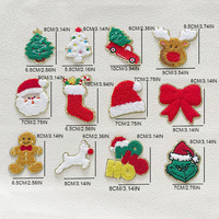 Patchs en chenille de Noël en gros à thermocoller de haute qualité, motifs Père Noël, sapin, bonbon, chaussette, pour vêtements homme et femme