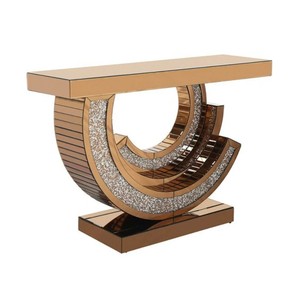 TABLE DE <span class=keywords><strong>CONSOLE</strong></span> <span class=keywords><strong>EN</strong></span> <span class=keywords><strong>VERRE</strong></span> MIROIR CHROME DE STYLE AMÉRICAIN ET MIROIR AVEC DIAMANT - Product Image 1