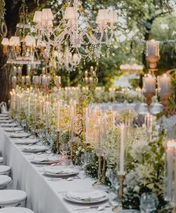 Décoration de mariage, arche, guirlande de rangée bleu champagne, vert, violet, fond rouge, fleurs artificielles, chemin de table blanc - Product Image 3