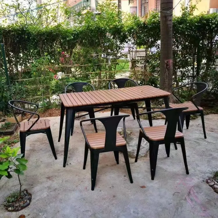 Modern Metal dış mekan mobilyası bahçe eski veranda setleri Metal Bistro bahçe masa ve sandalyeler dövme dökme demir Tianjin 50 adet