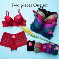 Ensemble soutien-gorge et culotte femme CG173, 2 pièces/ensemble, grande taille, dentelle unie, lingerie féminine, couleurs assorties, vente en gros, 1,68 dollars.