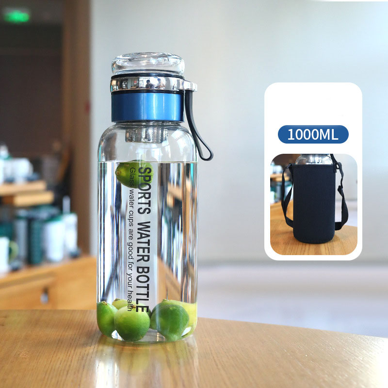Custom Water Bottles with Tea Cup & Strainer, 750ML/1L Glass Sports Drink  Bottles for Camping & Travel - Wholesale Options Available