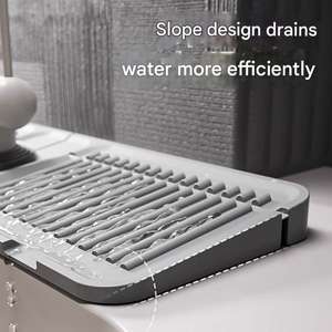 Tapis de cuisine moderne en silicone Plateau étanche pour robinet Plaque de drainage anti-éclaboussures pour salle de bain Rangement pour évier Plateau de tapis de robinet élégant - Product Image 6