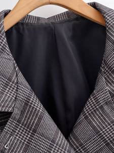 <span class=keywords><strong>Blazer</strong></span> a Cuadros Oversize Personalizado para Mujer, Primavera 2026 - Chaqueta Formal de Oficina Casual Retro con Doble Botonadura, OEM/ODM por Fábrica China - Product Image 4