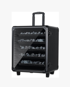 Valise miniature portable pour le rangement et l'exposition de collection avec roulettes et 5 plateaux métalliques pour figurines/modèles de voitures/pierres - Product Image 1