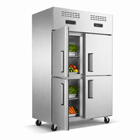 Réfrigérateur vertical industriel en acier inoxydable 304 201, congélateur commercial pour cuisine, 4 portes