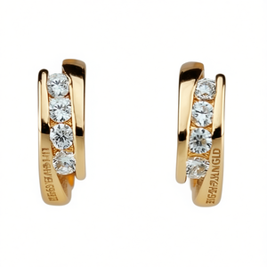 Orecchini E2668 in Oro con Diamanti, Classici Rotondi Taglio Brillante, Colore G, Diamanti Naturali, Gioielli per Uso Quotidiano - Product Image 1