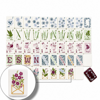 Tuiles de Mahjong Américain en Acrylique 3 Couches, Style Floral Chaleureux, 160 Pièces, Luxe, Gravées Double Face, Pliables, Écologiques, pour 2 à 4 Joueurs