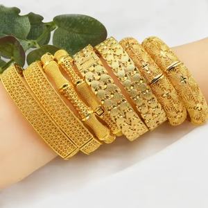 Hot Selling Wholesale Dubai Jewelry Luxuryy Indian 24k Gold Plated Wedding <b>Bangle</b> Bracelet for Women or <b>Men</b> - Product Image 2