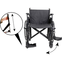 Silla de Ruedas Reforzada (225 kg), Ancha, Bariátrica, Plegable, con Doble Barra Transversal, Estructura de Acero, Garantía de 3 Años, PEPE Mobility P10038, Giratoria