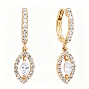 18K Gold HPHT CVD Lab Created Diamond <b>Stud</b> <b>Earrings</b> Marquise Cut VVS Custom <b>Fine</b> Jewelry Wholesale - Product Image 1