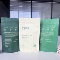 Sachet d'emballage personnalisé imprimé avec fermeture éclair, en plastique, à fond plat, thermoscellable, pour poudre de matcha, café, collations et aliments