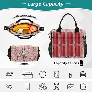 Bolsa de Almuerzo de Poliéster Rosa Hawaiano con Impresión Personalizada de Gran Capacidad, Cómoda de Llevar y Reutilizable - Product Image 4