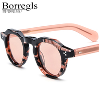 Lunettes de soleil polarisées Borregls en acétate mat, pour hommes et femmes, de marque, rondes, multicolores, effet miroir, 19411T