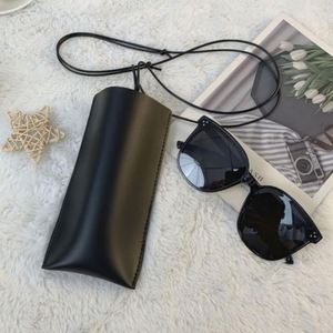 Durable Faux Leather Sunglasses <b>Case</b> Portable <b>Glasses</b> <b>Case</b> Hanging Travel Eyeglasses Holder with Lanyard - Product Image 1