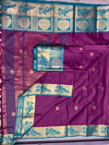 Rich Look Designer Party Wear Saree en soie du sud de l'Inde avec chemisier pièce femmes portent Sari pas cher bas prix en gros Surat ApparelGarment - Product Image 3