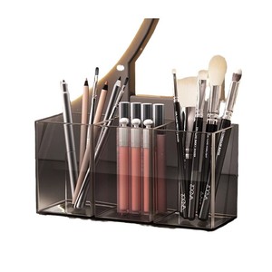 Acrylic <b>Makeup</b> Brush Holder With Pearls Desktop Cosmetic Storage Organizer Transparent Simple Style For <b>Dressing</b> <b>Table</b> - Product Image 3