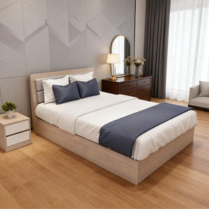Meubles commerciaux abordables, ensembles de chambre modernes, cadre de lit simple en bois pour hôtel, Airbnb, location d'appartement - Product Image 1