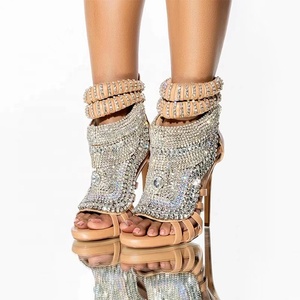Luxury Design Diamonds Women High Heels Large Size 47 Stiletto Sandals Rhinestone Ladies Party Dress Mule <b>Shoes</b> - Product Image 4