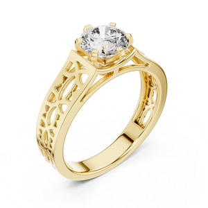 Bague en or 18 carats classique avec diamant rond de laboratoire de qualité supérieure pour femme, certifiée, cadeau de mariage ou d'anniversaire, bijoux - Product Image 6