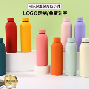 Botella de agua aislada, botella deportiva de acero inoxidable 304, cuerpo recto, boca pequeña para uso en exteriores - Product Image 5
