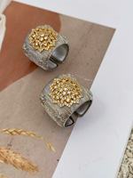 Ilona haute qualité rétro italien Buccetti artisanat cuivre brossé plaqué or zircone anneau Bracelet à la mode couleur bloc Bracelet