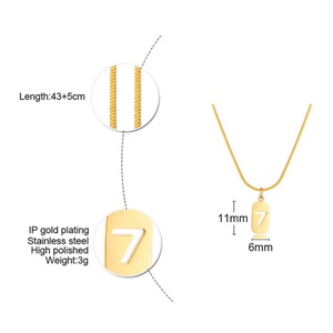Collar de cadena de serpiente personalizado para mujer con número y letra, chapado en IPG al vacío de 18K, collar con número de ángel, joyería de acero inoxidable - Product Image 2