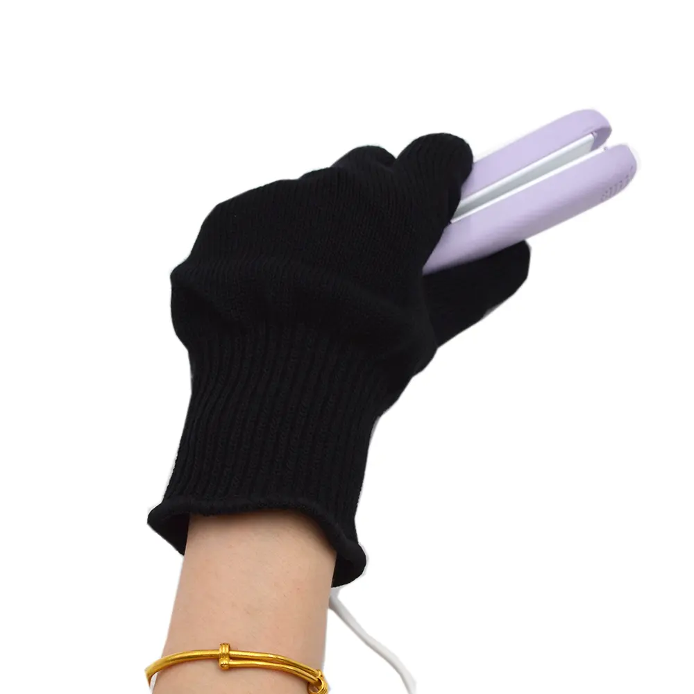 Sarung tangan tahan panas bertitik PVC katun untuk pelurus rambut dan pencelupan pengeriting Anti bakar besi datar