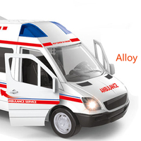 Coche fundido a presión de ambulancia de aleación de puerta abierta con vehículos de juguete de luz de sonido