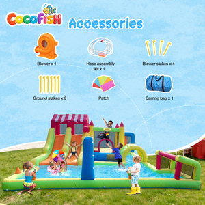 Cocofish Grand Parc de Jeux Gonflable en Tissu Oxford Thème Fête Foraine, Château Gonflable pour Enfants, Bouncer Gonflable pour Enfants - Product Image 4