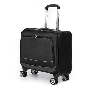 <strong>Small</strong> 16\" Trolley Laptop Bag Case <strong>Black</strong> 4 Spinner Wheels Lightweight Flyer Board Carry-On <strong>Suitcase</strong> for Pilots Business Travel - Product Image 3