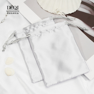 DEQI Packaging Jewellery Custom Size Double Drawstring Satin Ring Earring Jewelry <b>Pouch</b> 10*12 cm Dust Bag with Logo Printed - Product Image 6