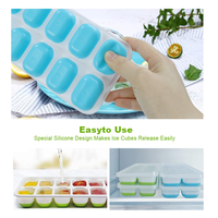 Moules à glace réutilisables en silicone à 14 grilles moule pour machine à boules de glace plateaux à glaçons en silicone avec couvercles pour congélateur empilables