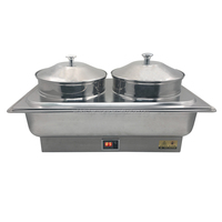 Miroir de luxe en acier inoxydable poli dessus de table bain marie électrique