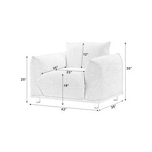 Chaise d'appoint pour canapé simple Sherpa pour chambre et salon 42 "W cuir rose et tissu avec ensemble de remplissage en bois et éponge - Product Image 5