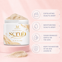 Scrub Gula Herbal Organik untuk Tubuh & Kulit Kepala, Pemutih, Pengelupas, Pencerah, Aroma Vanilla