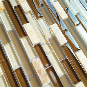 Marrone chiaro Design moderno striscia di mosaico laminato stampante a getto d'inchiostro pietra di vetro per pareti interne decorazione della casa Splash - Product Image 4