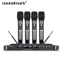 Microphone sans fil à col de cygne à quatre canaux Soundmark SM-400, à condensateur, avec fonction de suppression du bruit, fonction mute, pile AA, capteur infrarouge