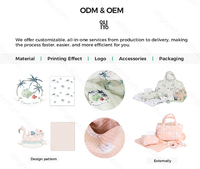 Bolsa Colgante para Cochecito de Bebé con Borde de Volantes, Diseño Personalizado con Logotipo, Rayas Impresas, Cierre de Cordón y Correas con Cierre a Presión