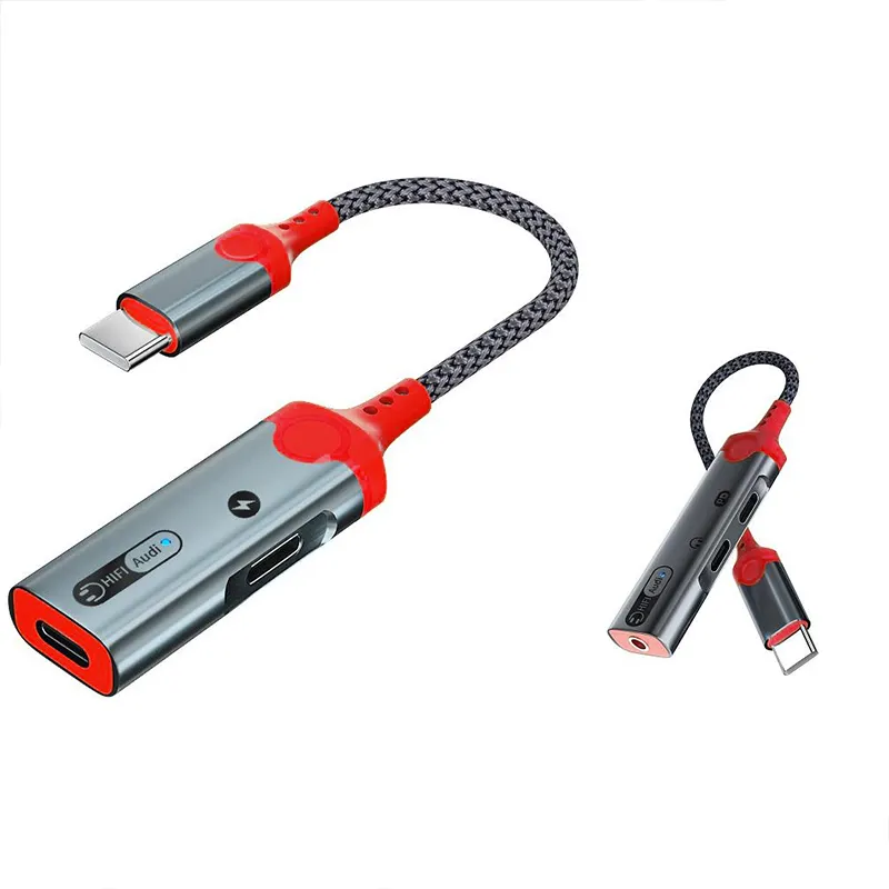 Sarafox K13 3 in1 tipo-C a 3.5mm/doppio USB-C Hub adattatore per cuffie PD60W 32Bit/384KHz DAC Audio Aux convertitore per iPad