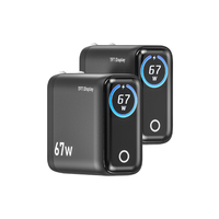 Bloc chargeur rapide USB C GaN 67W à 3 ports avec écran intelligent, adaptateur mural de voyage ultra-compact pliable pour ordinateur portable avec commande tactile