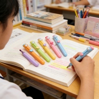 Surligneur oblique YF PEN avec motif cœur, 6 couleurs, mignon, pour l'école, stylo fluorescent