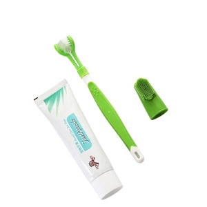 Vente en gros d'usine, faible MOQ, ensemble de <span class=keywords><strong>brosse</strong></span> à dents et de dentifrice pour animaux de compagnie 3 en 1 - Product Image 2