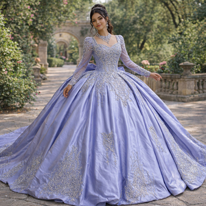 XS201 Vestido de Noche Elegante con Lentejuelas y Satén Lila para Niñas - Product Image 1