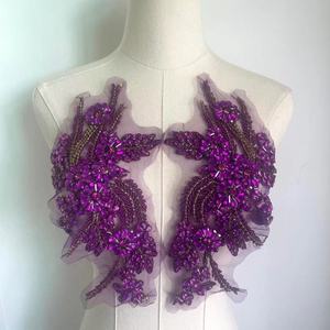 Argent fortement cristal fleur patchs strass Applique broderie perlée couture Appliques pour accessoires de vêtement - Product Image 5