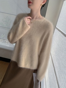 <span class=keywords><strong>HE</strong></span> Brushed Craft Winter Koreanisch 10% Kaschmir 90% Wolle Damen Loose Fit Anti-Pilling Front Logo Pullover - Product Image 3