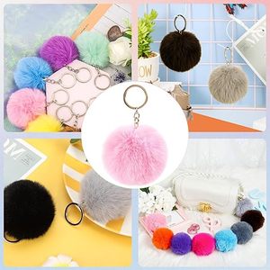 Porte-clés Pompon Moelleux en Peluche Douce, Breloque Anneau de 8 cm en Fausse Fourrure, Pendentif de Sac pour Clé de Maison, Cadeaux pour Femme et Fête des Mères - Product Image 5
