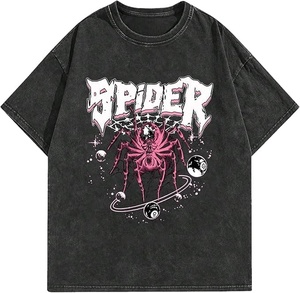 Custom DTG Printing Acid Wash T Shirt Men 100% Cotton Heavyweight 260gsm Oversized Vintage Streetwear Graphic Top - Product Image 1