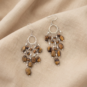 Fashion Jewelry Trendy Gold Plated Sterling <b>Silver</b> Brown Hook Design Dangle Earrings Women Gift <b>Wedding</b> 8.50 cm NSJ-1216 - Product Image 3